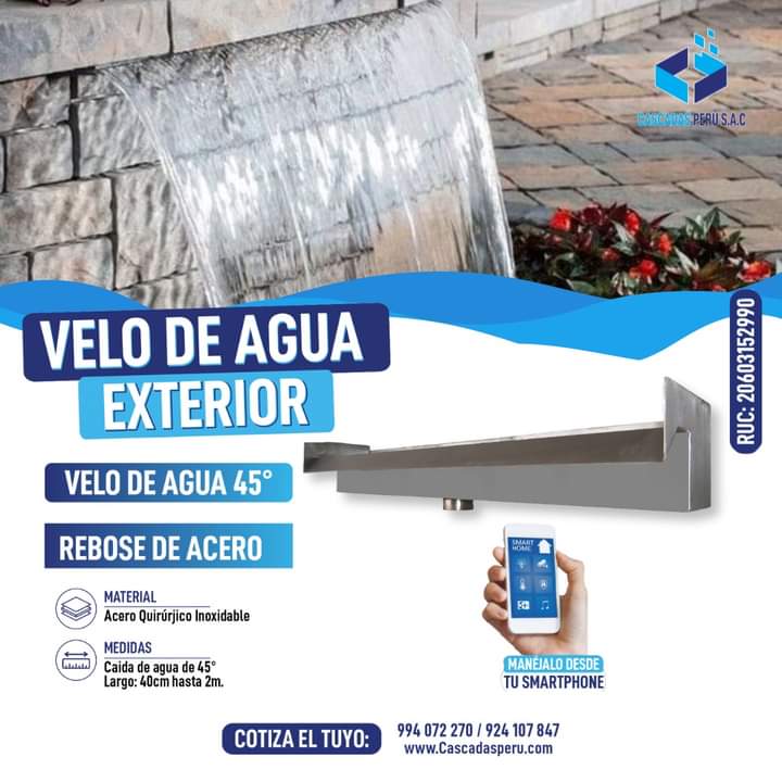 VELO DE AGUA EXTERIOR - VELO DE AGUA PARA PISCINA - VELOS DE AGUA PRECIOS